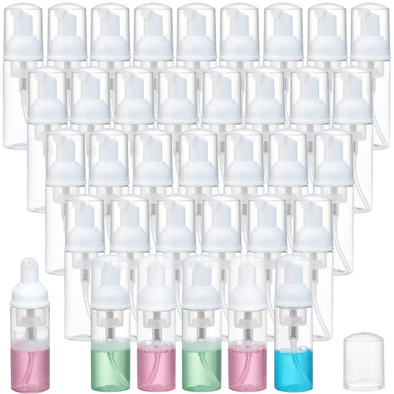 GliSun 36 pcs 2oz Empty Foam Soap Dispensers Bottle Mini Lash Cleanser Bottles Refillable Cleaning for Shampoo Lotion Hand Sanitizer Cosmetics Castile BPA-Free - Image 1